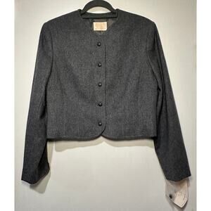 Pendleton Vintage 100% Wool Gray Cropped Jacket Size 10 NWT 1970s Fully Lined